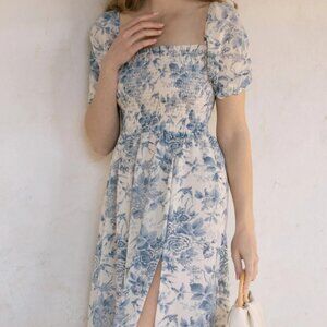 Morning Lavender Zoey Smocked Midi Dress